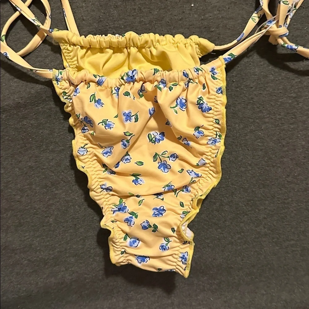 Frankie's Bikinis Yellow Floral Bikini Bottom revolve